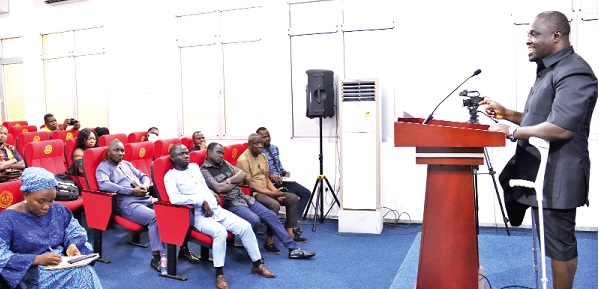 Joshua Makubu (right), Oti Regional Minister, addressing the media in Accra. Picture: ELVIS NII NOI DOWUONA Joshua Makubu (right), Oti Regional Minister, addressing the media in Accra. Picture: ELVIS NII NOI DOWUONA